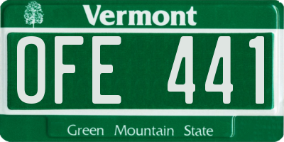 VT license plate OFE441