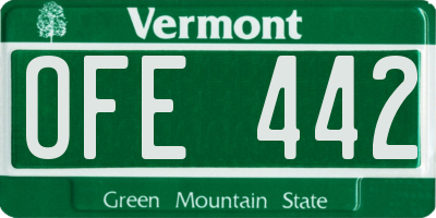 VT license plate OFE442