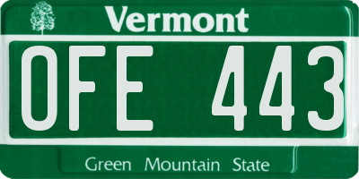 VT license plate OFE443