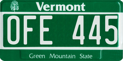 VT license plate OFE445