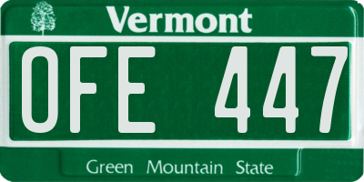 VT license plate OFE447
