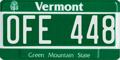 VT license plate OFE448