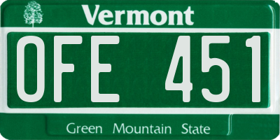 VT license plate OFE451