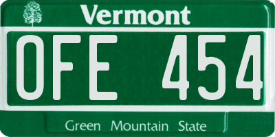 VT license plate OFE454