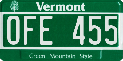 VT license plate OFE455