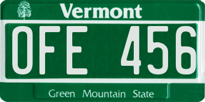 VT license plate OFE456