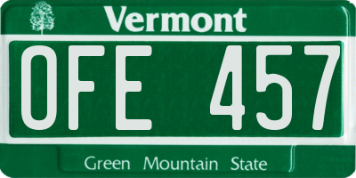 VT license plate OFE457