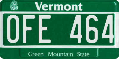 VT license plate OFE464