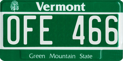 VT license plate OFE466