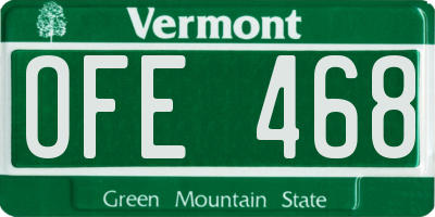 VT license plate OFE468