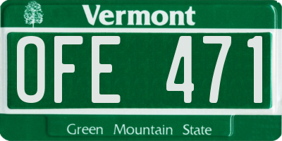 VT license plate OFE471