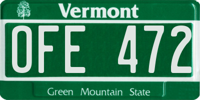 VT license plate OFE472