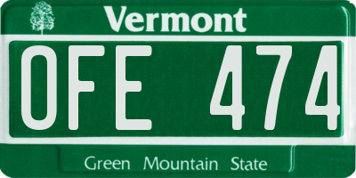 VT license plate OFE474
