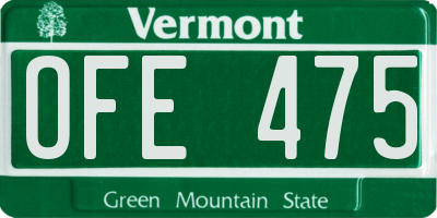 VT license plate OFE475