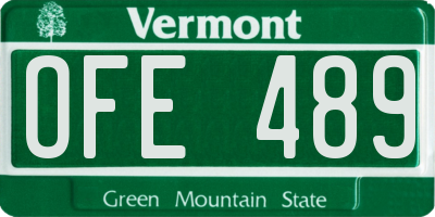 VT license plate OFE489