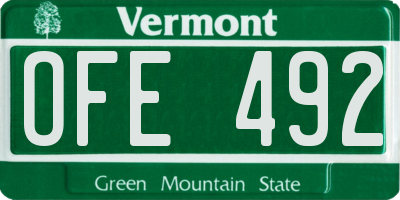 VT license plate OFE492