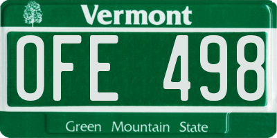 VT license plate OFE498