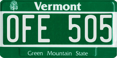 VT license plate OFE505
