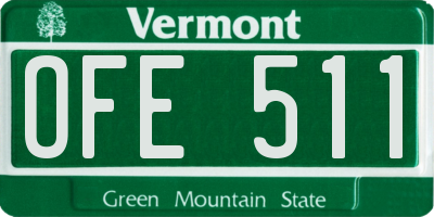 VT license plate OFE511