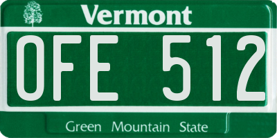 VT license plate OFE512