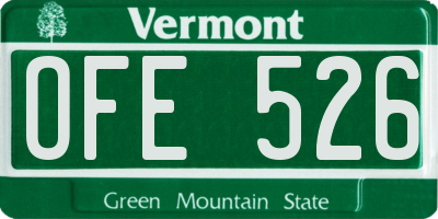 VT license plate OFE526