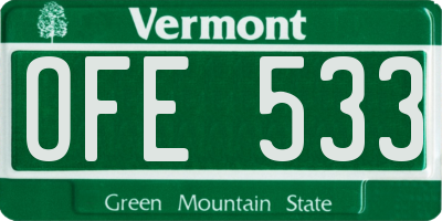 VT license plate OFE533