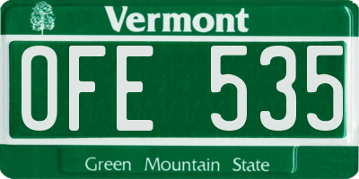 VT license plate OFE535
