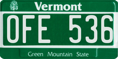 VT license plate OFE536