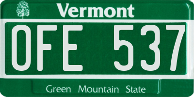 VT license plate OFE537