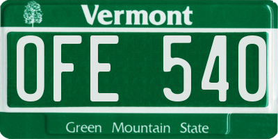VT license plate OFE540
