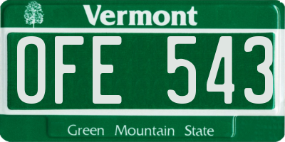 VT license plate OFE543