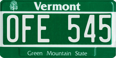 VT license plate OFE545