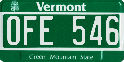 VT license plate OFE546