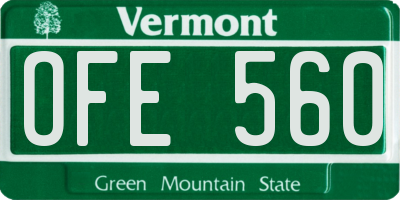 VT license plate OFE560