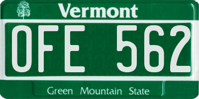 VT license plate OFE562