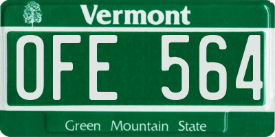 VT license plate OFE564
