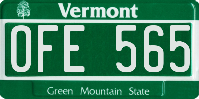 VT license plate OFE565
