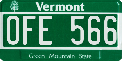VT license plate OFE566