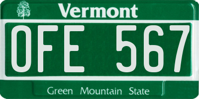VT license plate OFE567
