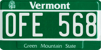 VT license plate OFE568