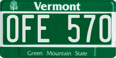 VT license plate OFE570