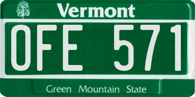 VT license plate OFE571