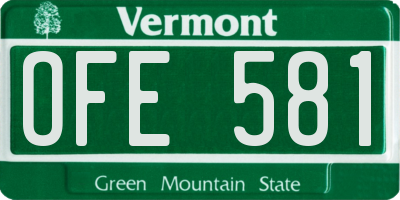 VT license plate OFE581