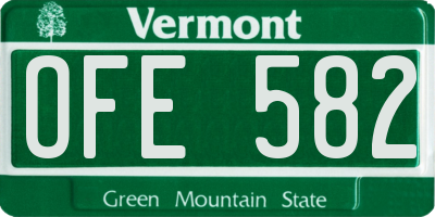 VT license plate OFE582