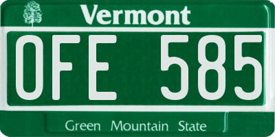 VT license plate OFE585