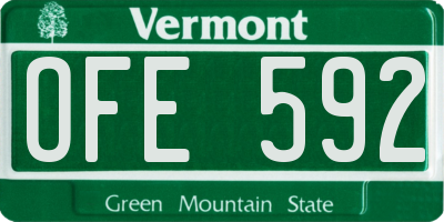 VT license plate OFE592