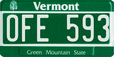 VT license plate OFE593