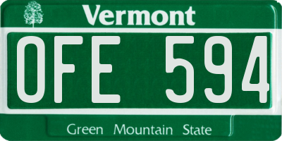 VT license plate OFE594