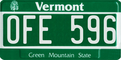 VT license plate OFE596