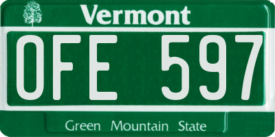 VT license plate OFE597
